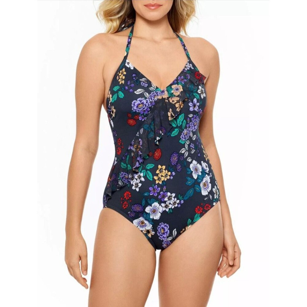 Time and Tru Rooting For You One Piece Swimsuit Women's 3X Floral Print New